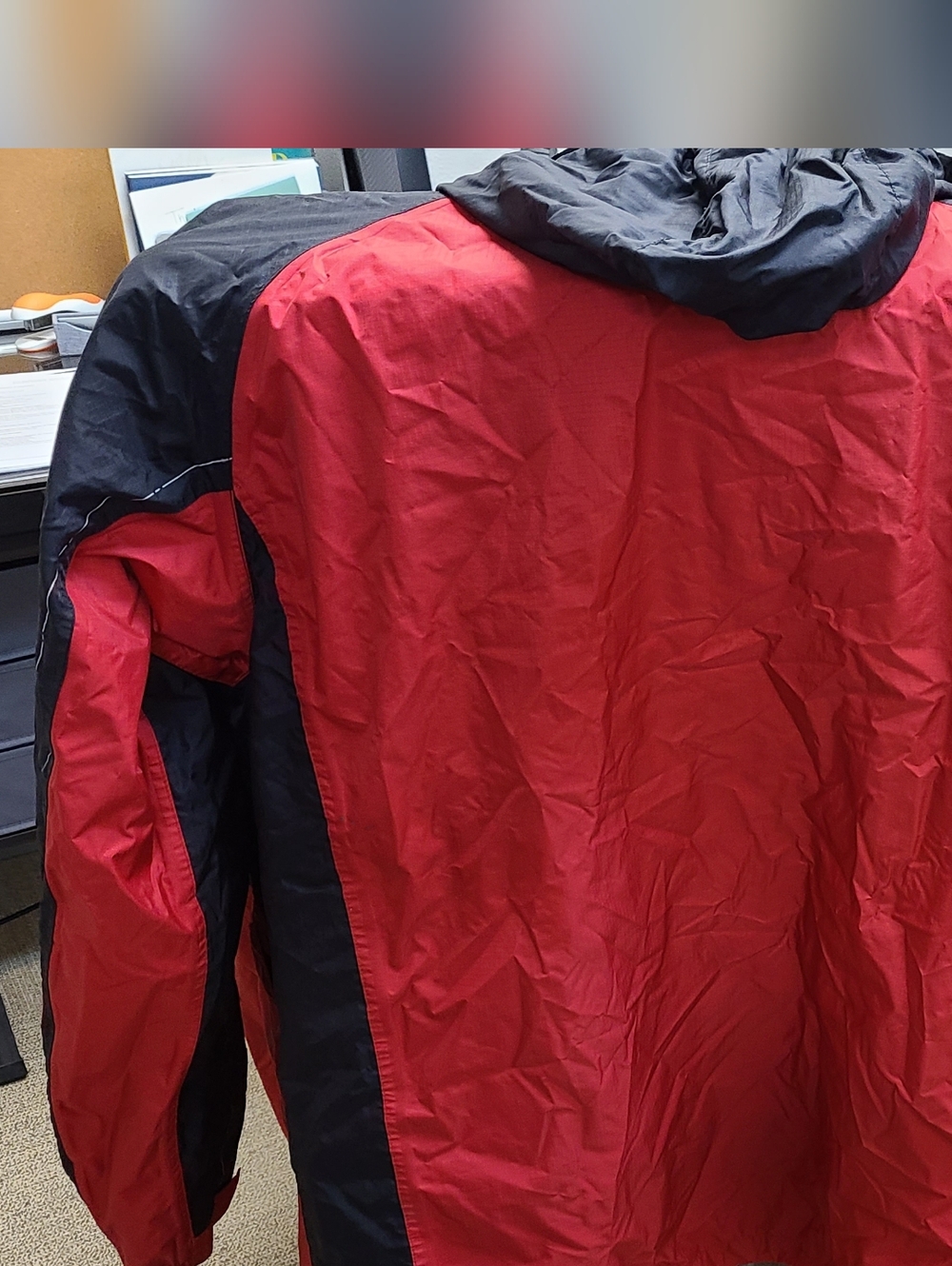 Men's Red and Black Hooded Windbreaker Jacket